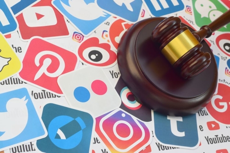 Social media stickers in court room wiht